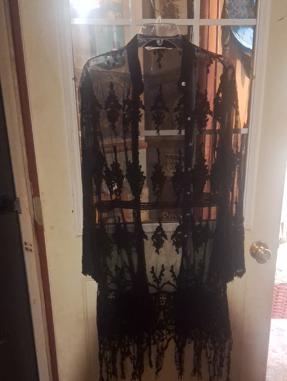 Black Sheer Lace Kimono Cardigan - Women Other